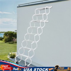 Attic Loft Pull Down Ladder 8 Step Wall Mounted Folding Loft Ladder Stairs White