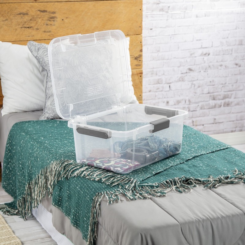 20 Quart HingeLID Clear Storage Bin with Latch Lid and Comfort Grip, 6 Pack gallery
