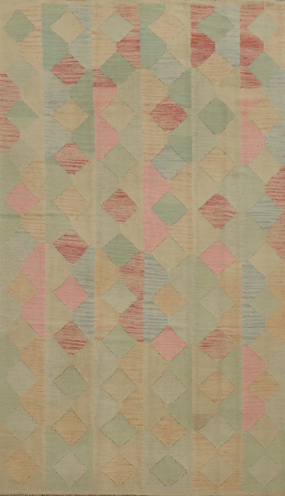 Delight Rustic Charm Kilim Wool Rug 5x8 Geometric Flat-Weave Reversible Carpet gallery