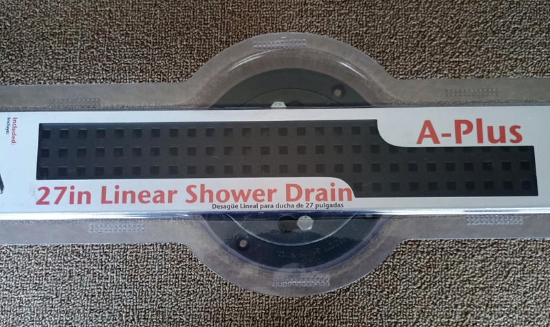 ACO 27in Linear Shower Drain A-Plus Square Grate Matte Black 2-3/4" X 27" Sealed gallery