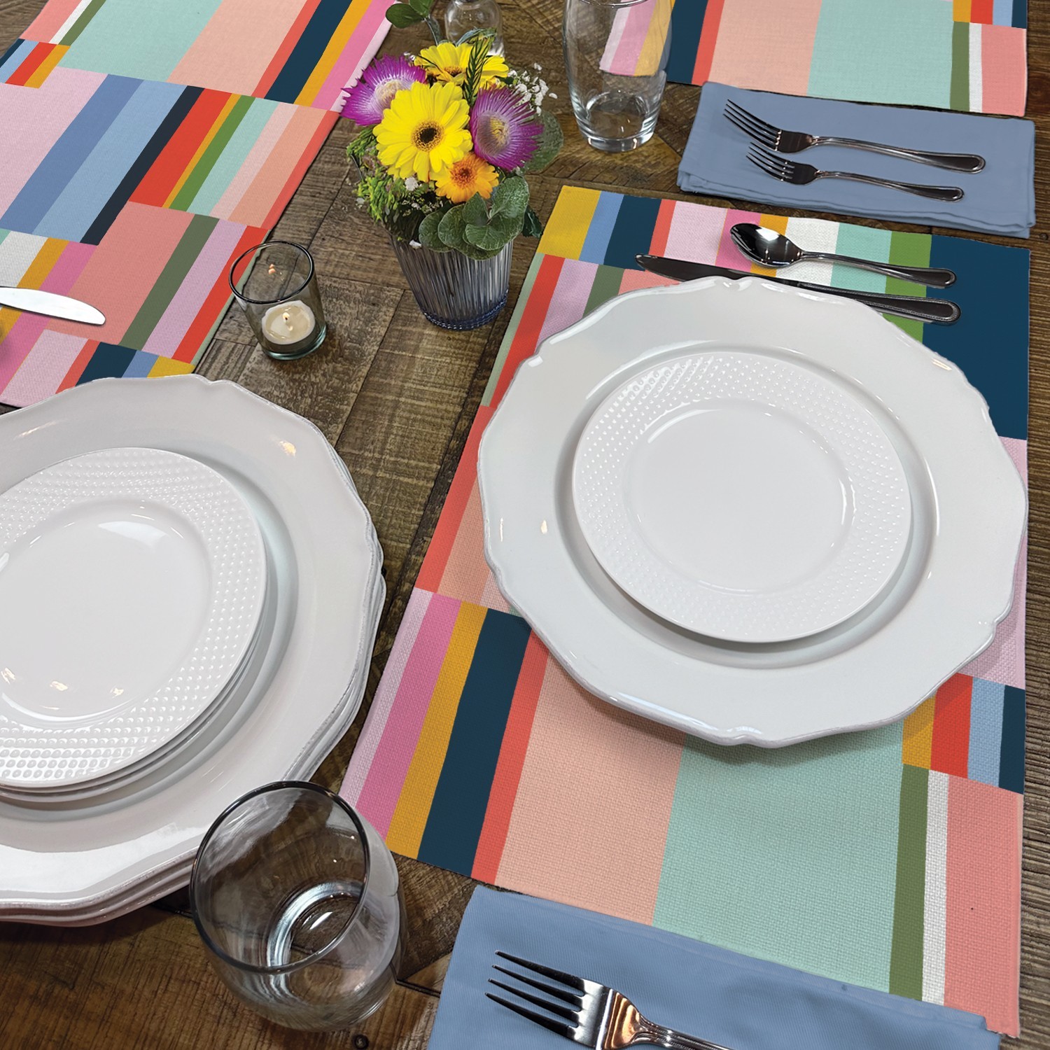 Colorblock 4-Pack Poly-Cotton Blend Placemats Manufactured in The USA gallery