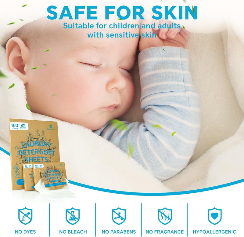 Laundry Detergent Sheets Fragrance Free, Eco-Friendly, Powerful Cleaning, up To gallery
