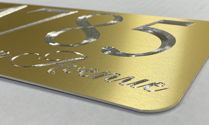 Engraved Personalized Custom House Number Street Address Metal 8x4 Gold Sign gallery