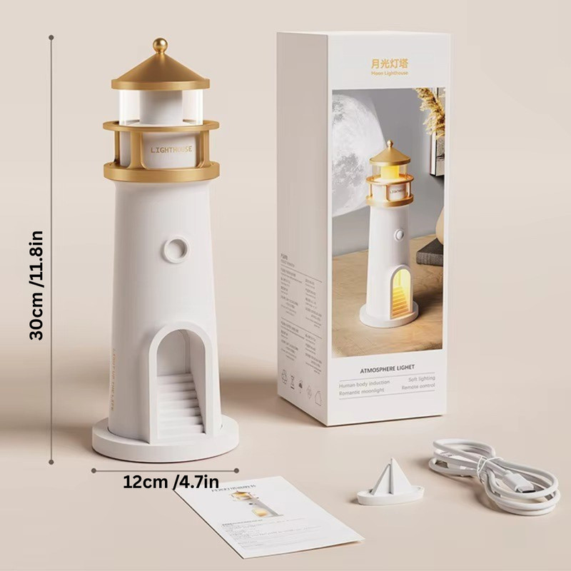 Lighthouse Moon Projection Lamp Bluetooth Speaker 11.8"/30cm Night Light gallery