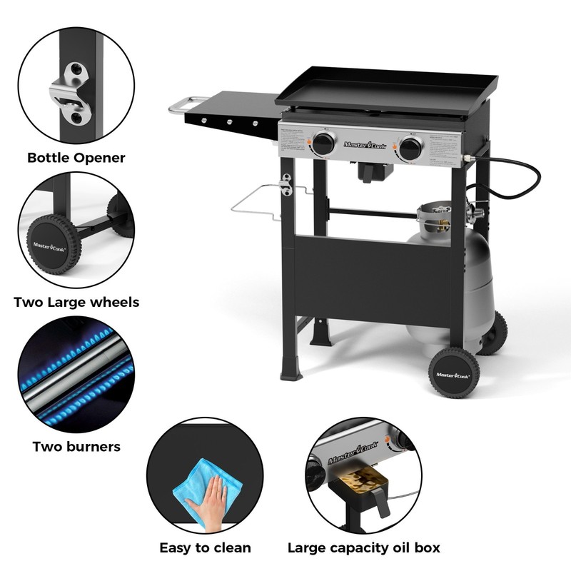 MASTER COOK 23 inch Griddle,2-Burner Flat Top Propane Grill,24,000 BTU,wirh Hood gallery