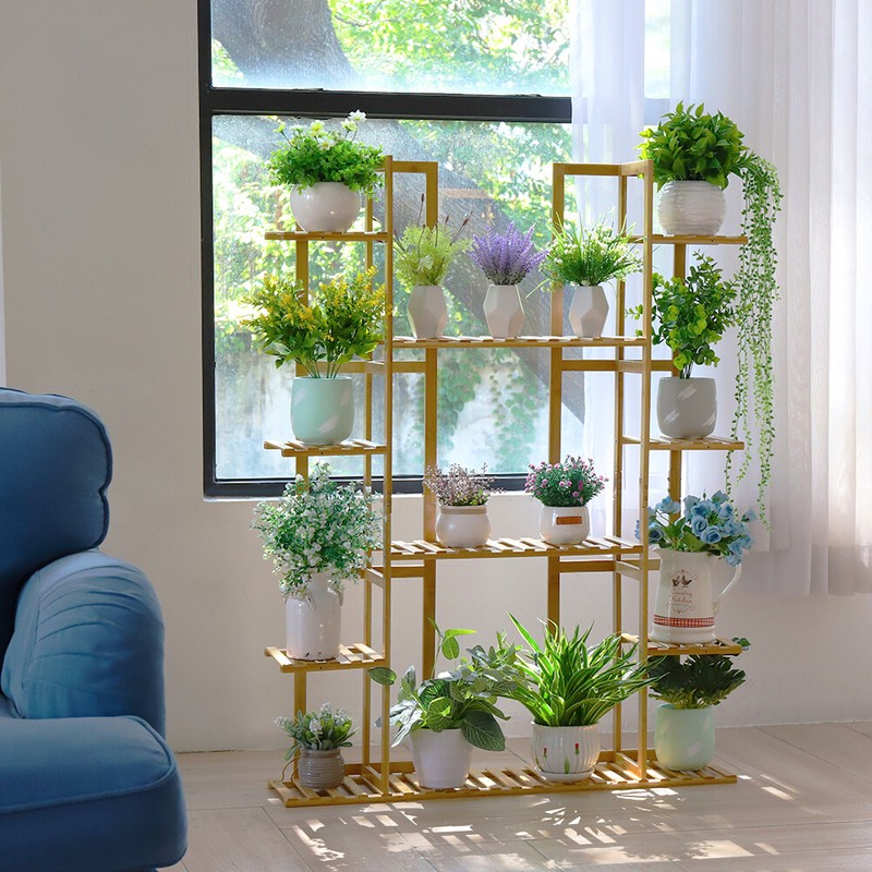 Large Flower Stand Plant Rack Shelf Bamboo Planter Storage Display Shelving Unit gallery