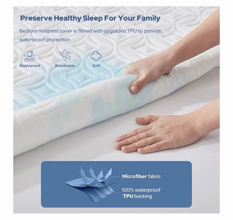 Bedlore Queen Mattress Protector 2-Pack Waterproof Breathable Soft White gallery