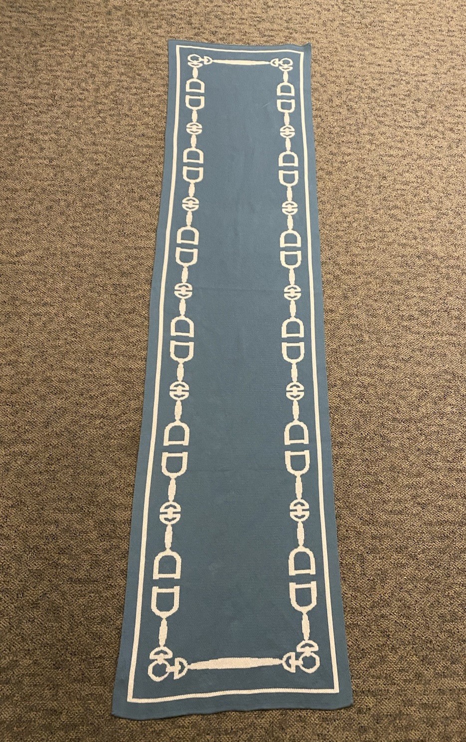 In2Green 99" x 23" Table Runner Hall Carpet Blue White Geometric Rug Bed Decor gallery