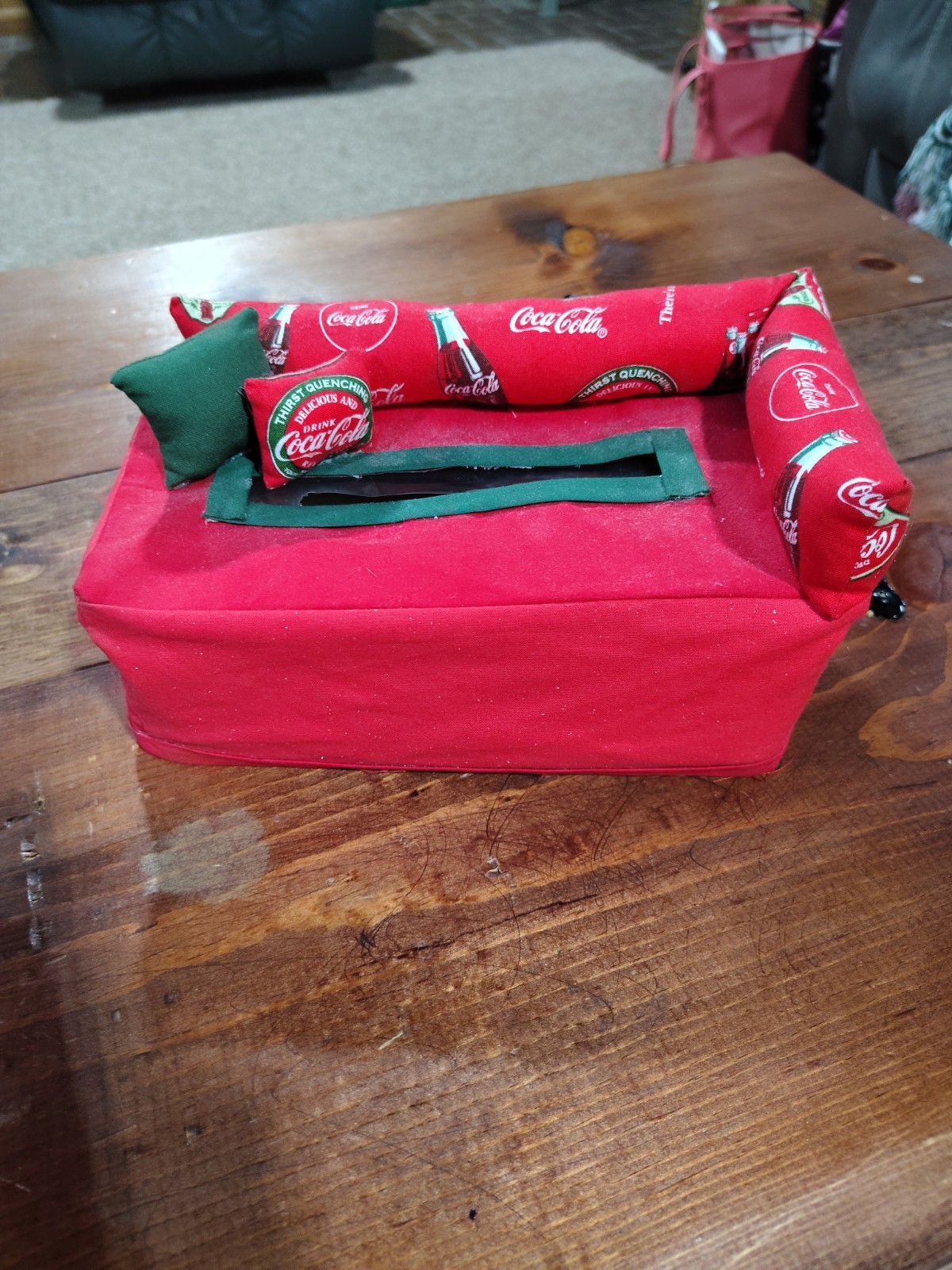 Coca-Cola Tissue Box COVER Fabric Rectangle Handmade GUC gallery