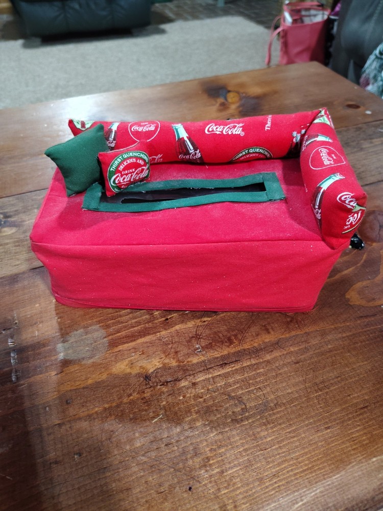 Coca-Cola Tissue Box COVER Fabric Rectangle Handmade GUC