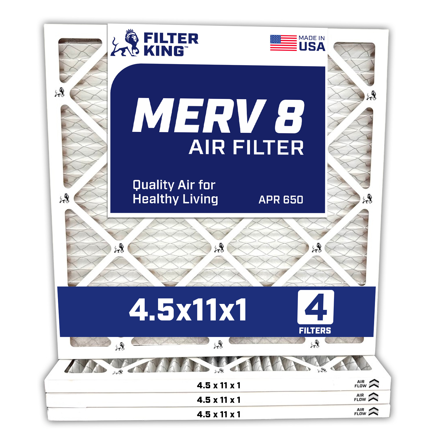 Filter King 4.5x11x1 Air Filter 4-PACK MERV 8 Actual Size 4.5 x 11 x .75" gallery