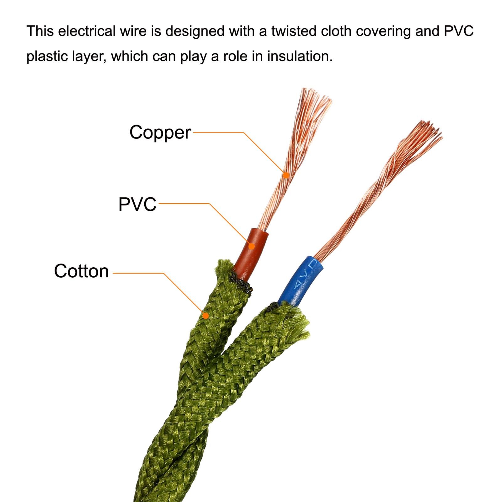 Twisted Cloth Covered Wire 2 Core 18AWG 10m/32.8ft,Electrical Cable,Green gallery