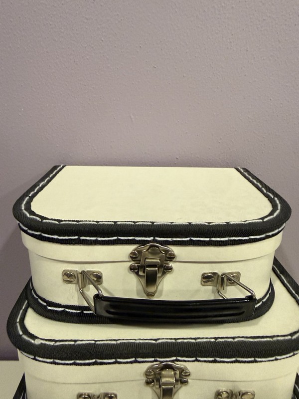 3 - White Cardboard Storage Box / Suitcases Decor/Crafts/Kids VTG gallery
