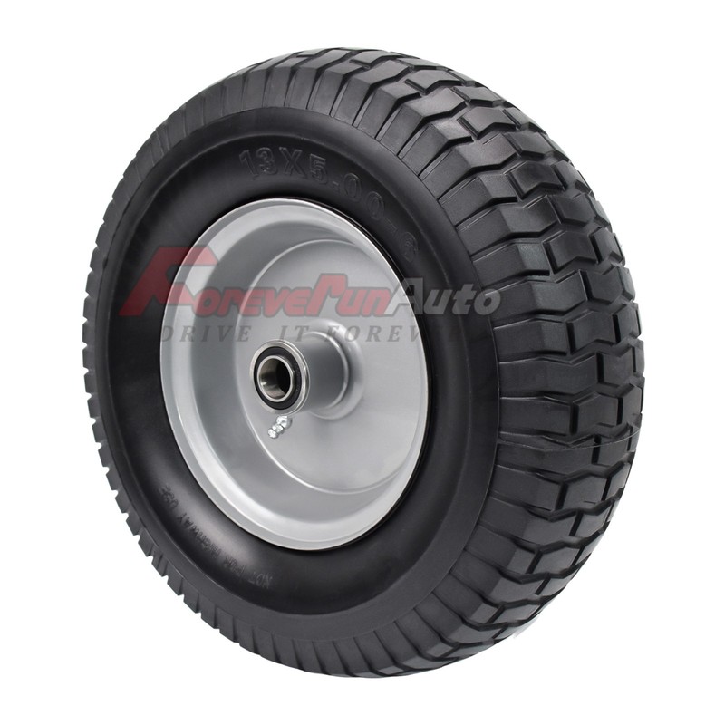 2pcs 13x5-6 Flat Free Tire & Wheel Solid Turf Lawn Mower,3/4" or 5/8" Bearing gallery