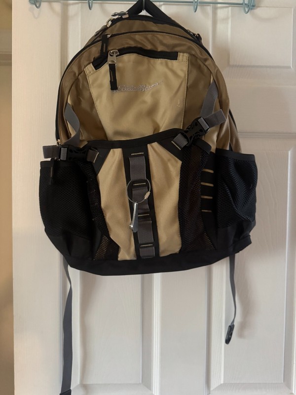 Eddie Bauer Air Tech System Compass Backpack Black Gold Hiking