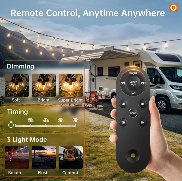 addlon 35FT Solar String Lights Outdoor, IP54 Waterproof Solar Powered with Remo gallery