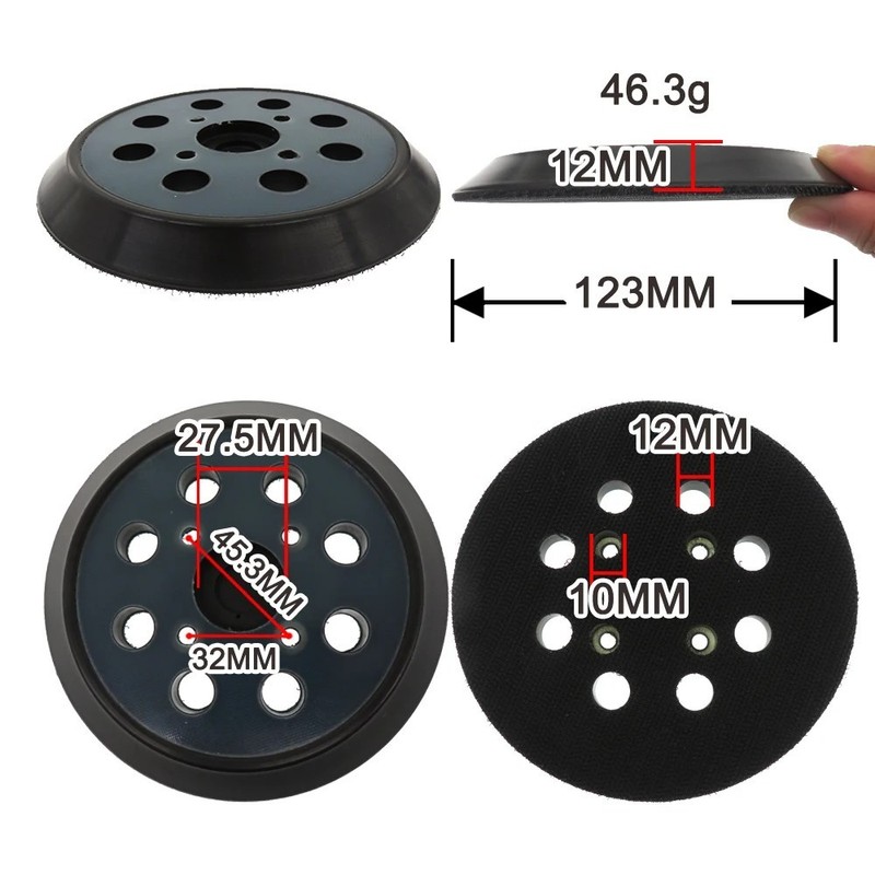 5in Orbital Sander Replacement Pad Hook Loop 8-Hole for 3-Screw 4-Screw Sanders gallery