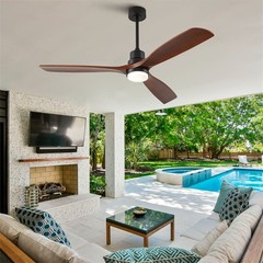 60″ Modern Solid Wood Ceiling Fan with Light Reversible DC Motor Dimmable Remote