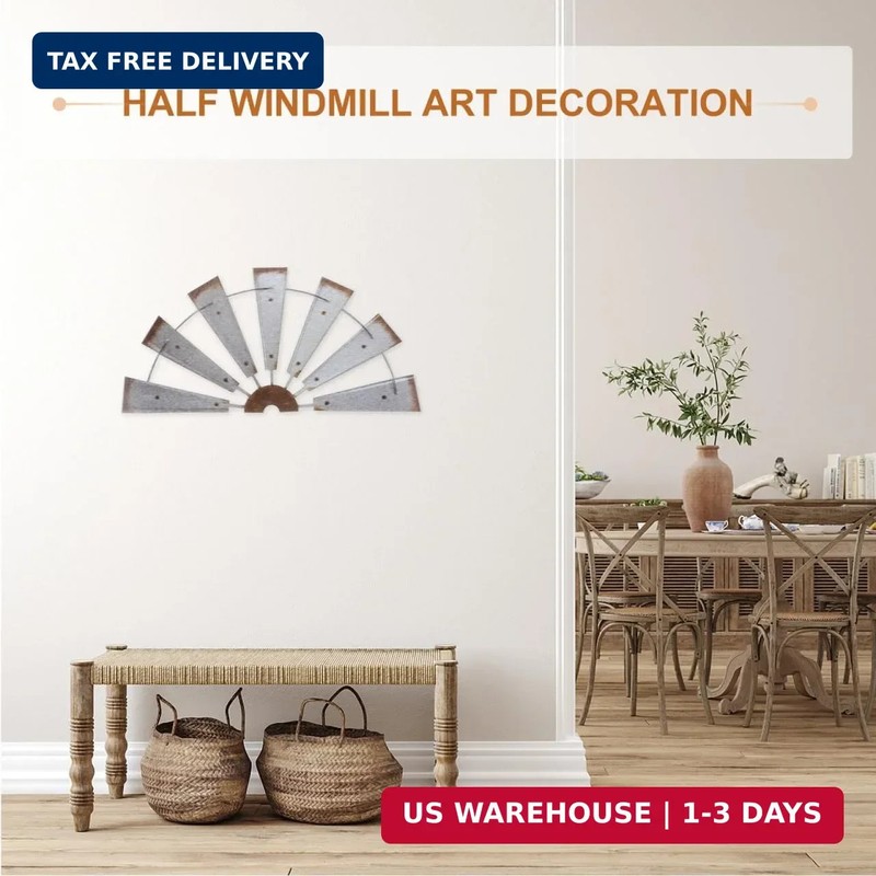IMIKEYA Rustic Iron Half Windmill Wall Decor Small Farmhouse Wall Art Decor for gallery