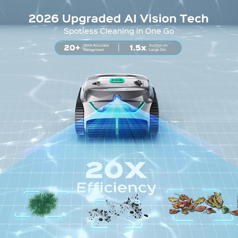 (2026 Upgrade) C2 Vision AI Camera Pool Vacuum for Inground Pools,Floor to Wate gallery