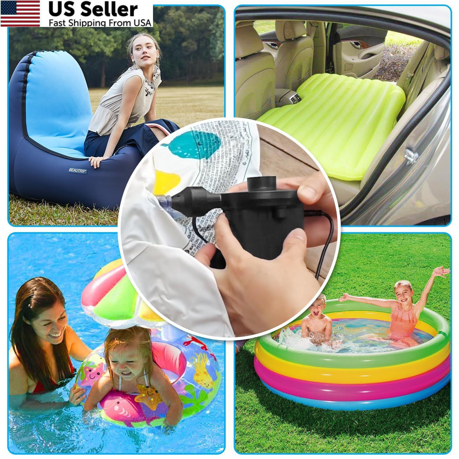 Newpol Inflatable Bed Pump, Electric Air Pump(100 Gallon/Min) for Black gallery