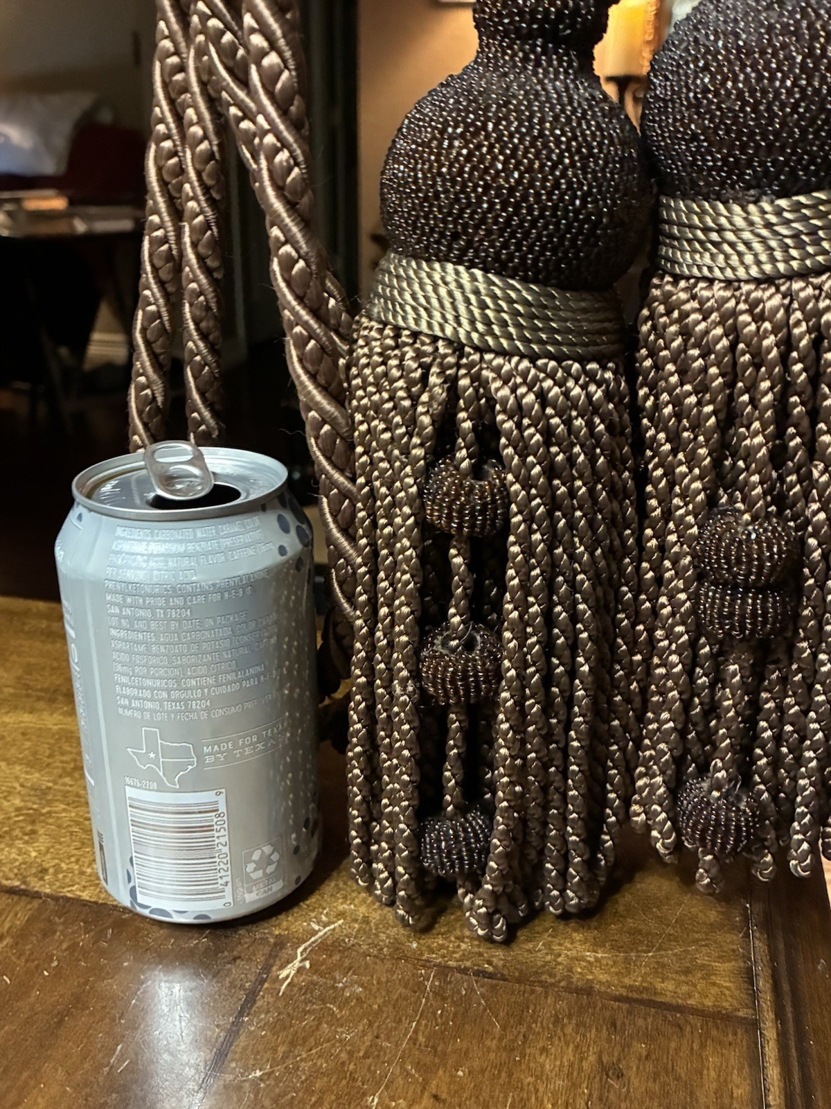 9" Brown Beaded Tassels on Double 4 ft. Ropes Lge.12 Beaded Beads on Each Tassel gallery