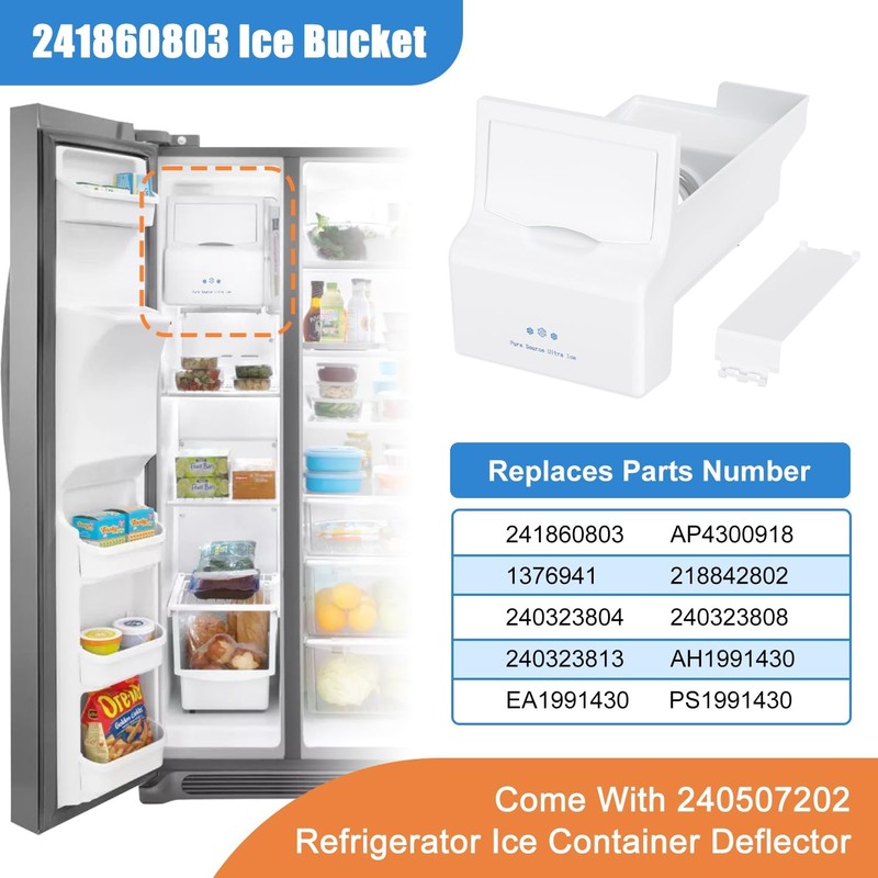 Upgraded 241860803 Refrigerator Ice Bin Compatible W/ Frigidaire Ice Maker gallery