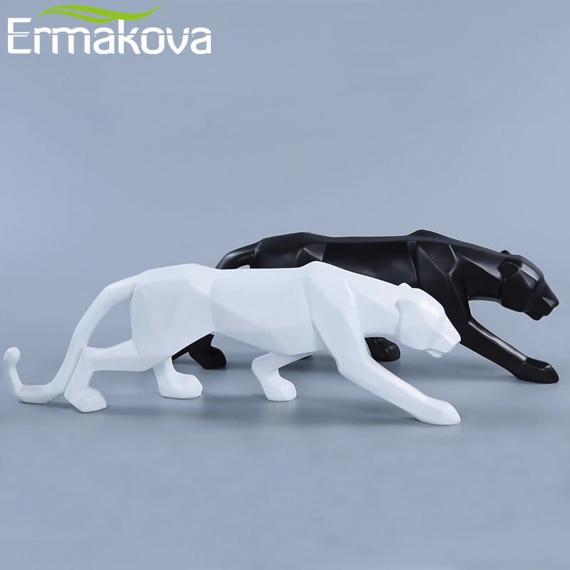 Panther / Leopard Statue Animal Figurine Abstract Geometric Style Resin gallery