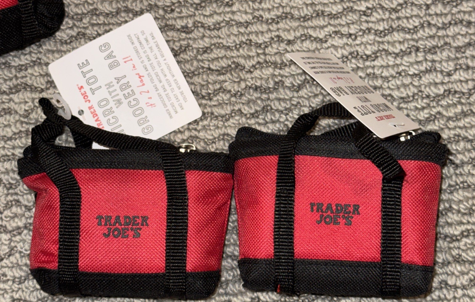 2 Nwt Trader Joe's Red Black Mini Micro Tote Folded 2-in-1 Reusable Shopping Bag gallery
