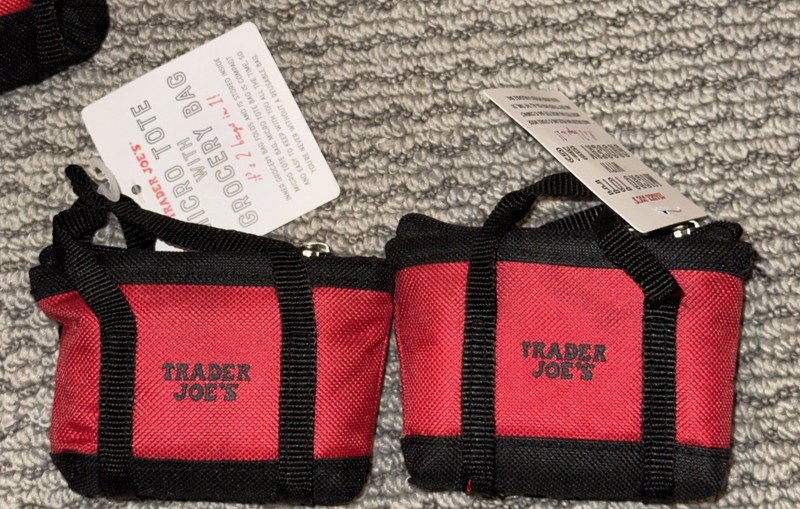 2 Nwt Trader Joe's Red Black Mini Micro Tote Folded 2-in-1 Reusable Shopping Bag gallery