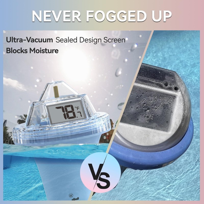 RAINPOINT Wireless Digital Pool Thermometer, Floating, Anti-Fog 360° LCD Display gallery
