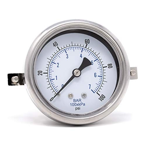 213D-254E U-Clamp Panel Mount Dry Pressure Gauge w/ SS 0 - 100 PSI gallery
