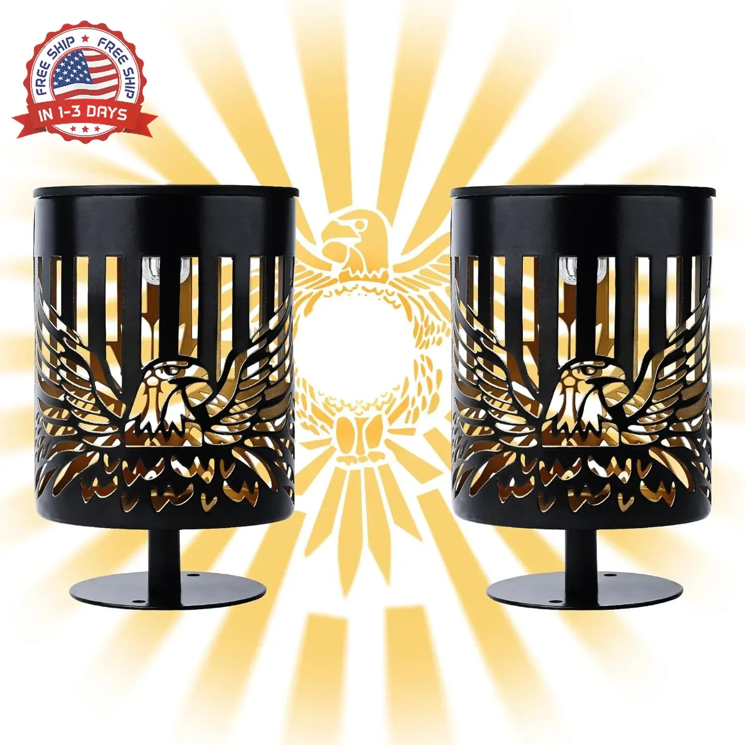 Solar Fence Lights 2 Pack, Outdoor Deck Step Wall Lights, Metal Waterproof LED W gallery