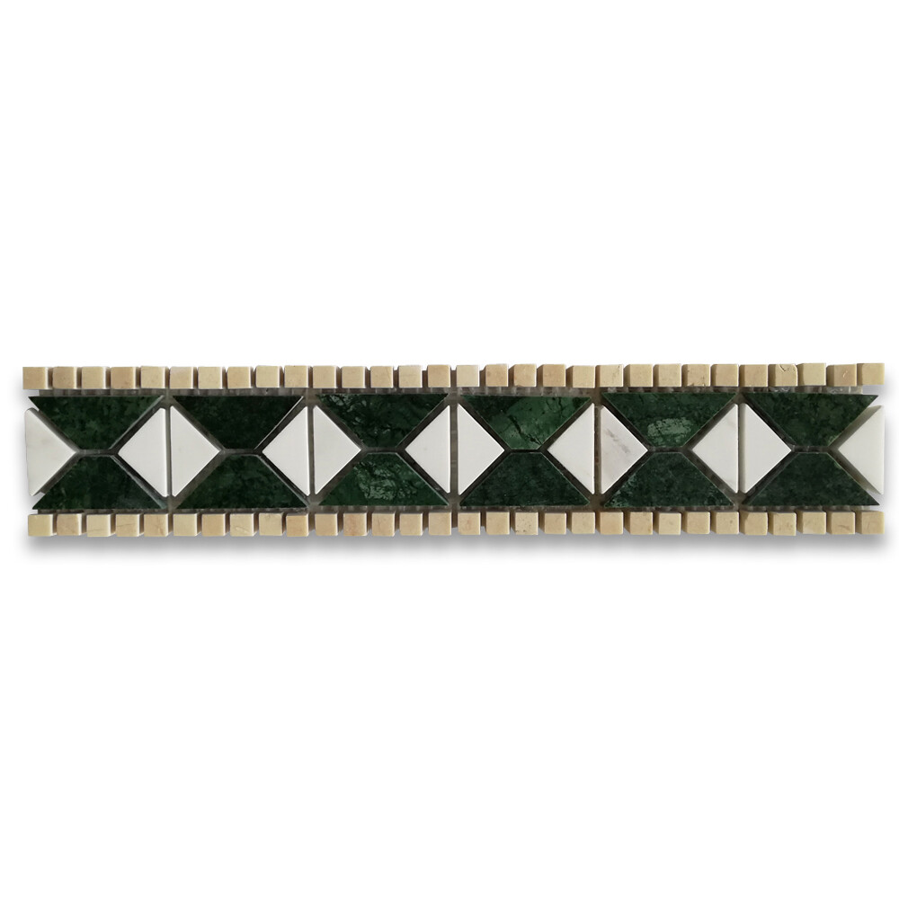 B0037P Marble Mosaic Border Listello Accent Tile Tahitian Green Polished gallery