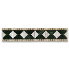 B0037P Marble Mosaic Border Listello Accent Tile Tahitian Green Polished