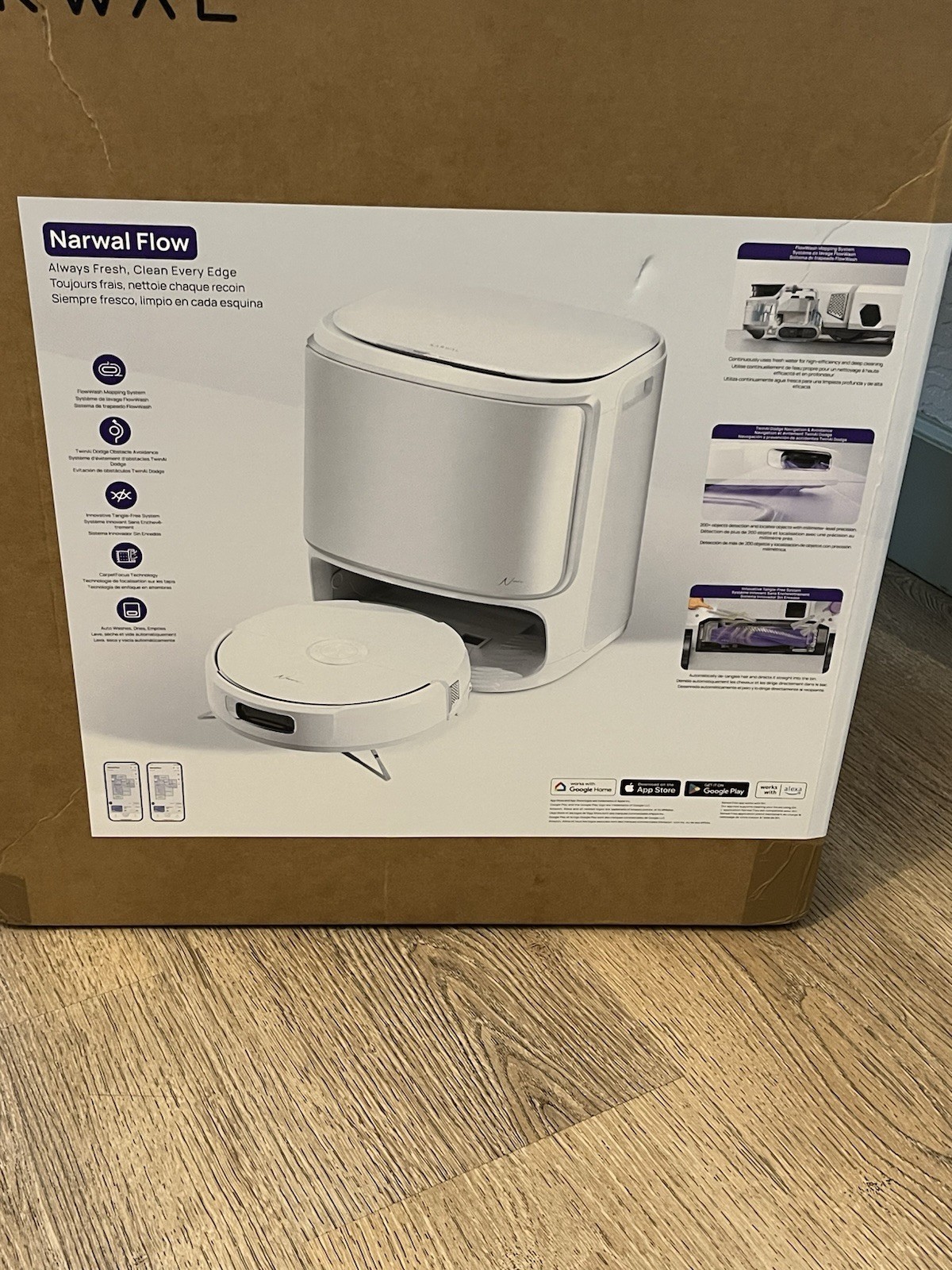 Narwal Flow Robotic Vacuum & Mop, Multifunction Dock, Bagless, White, YJCB026BL gallery