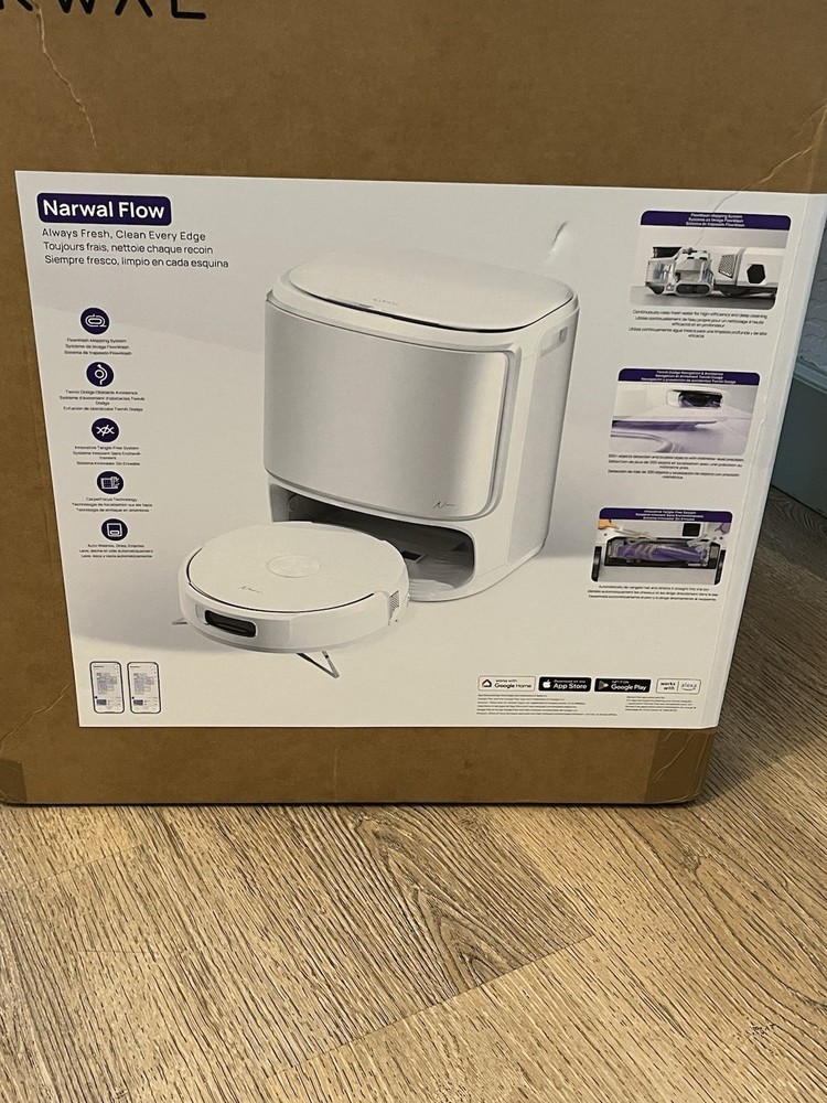Narwal Flow Robotic Vacuum & Mop, Multifunction Dock, Bagless, White, YJCB026BL