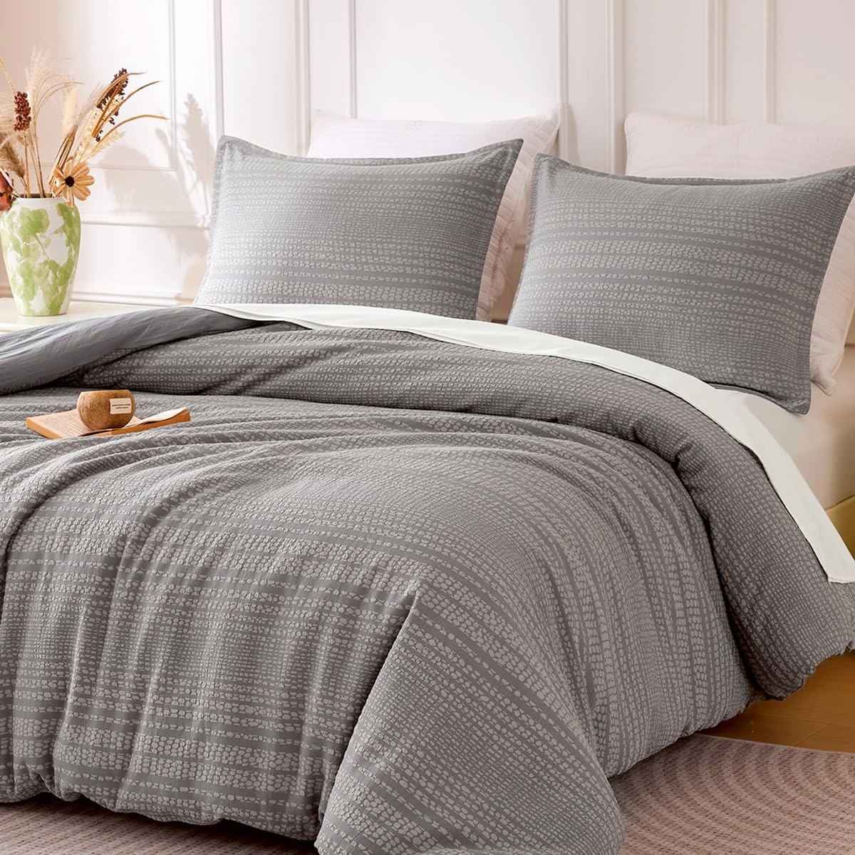SLEEP ZONE Striped Duvet Cover Set Queen Size, 3 Pieces Boho Bedding Set for All gallery