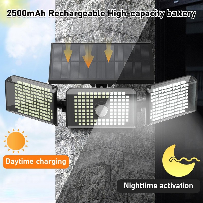 Motion Sensor Outdoor Lights, 3600LM 260 LED Solar Lights with 2 Install Opti... gallery