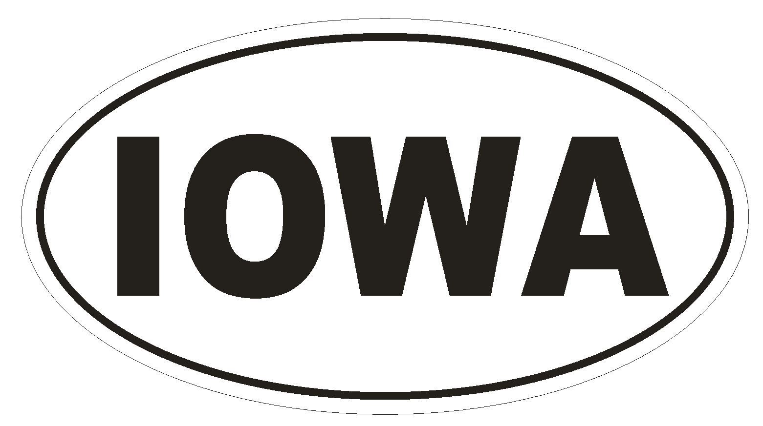 Iowa Oval Bumper Sticker or Helmet Sticker D2331 State Euro Oval gallery