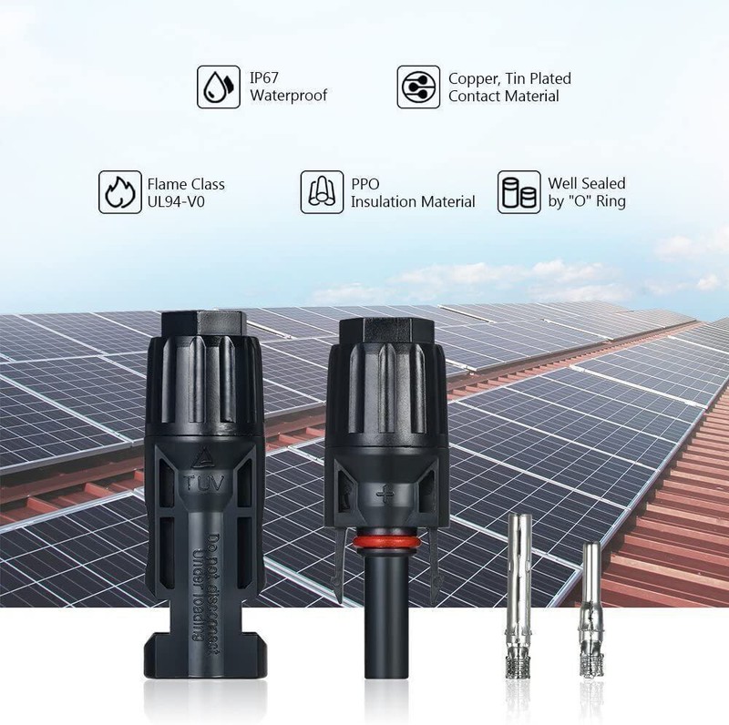 5 Pairs Solar Panel Cable Wire Connectors Adapter Male Female Kit Waterproof 30A gallery