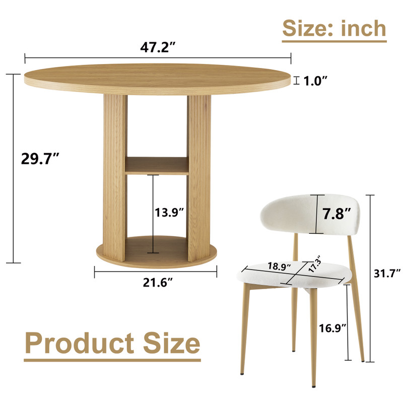 47.24" Round Dining Table (Serves 2–4) with Two Dining Chairs Blends modern gallery