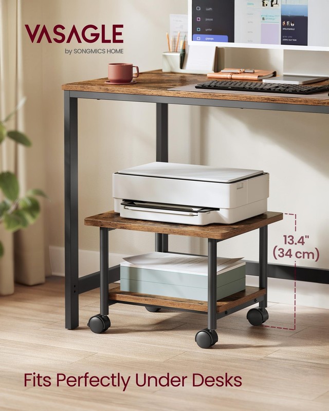 2 Tier Heavy Duty Printer Stand Under Desk Rolling Cart 13.4 Inch UOPS002B01 gallery