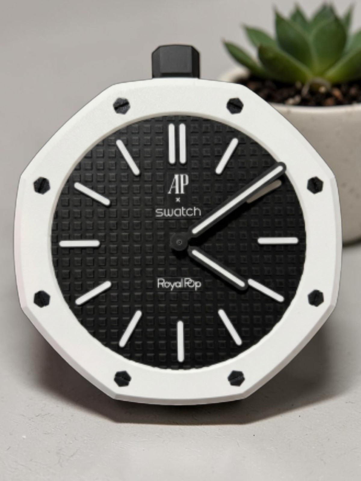 Luxury Octagonal Desk Clock Blue Dial Quartz Analog 3D Printed Handmade USA Gift gallery