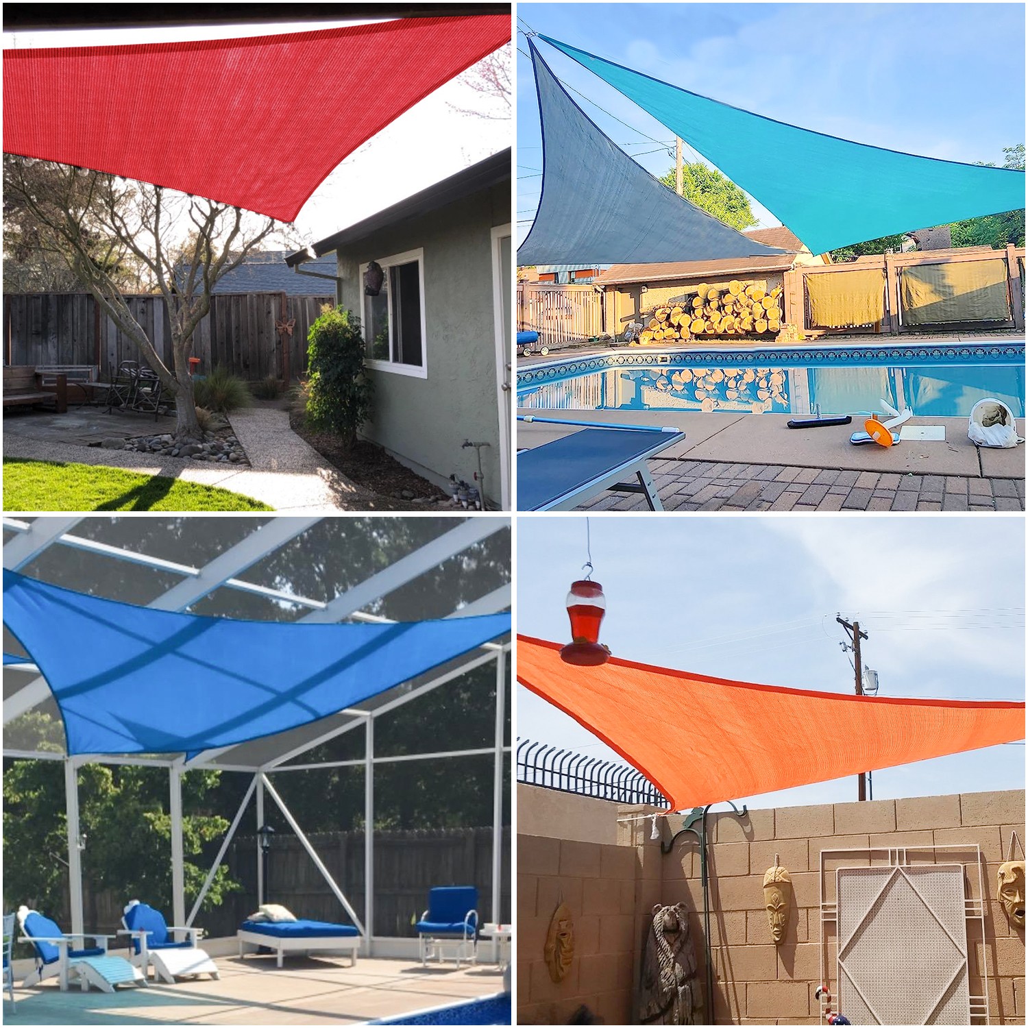 Permeable Sun Shade Sail Triangle Canopy Shade Cover UV Block Patio Pool Outdoor gallery