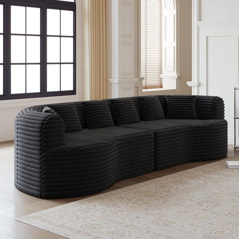 106.3" Curved Sectional Sofa Oversized Cloud Deep Seat Couch with 6 Pillows gallery