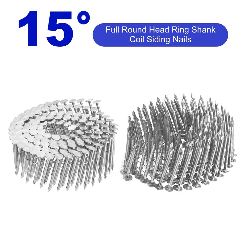 480 Count Siding Nails 1-3/4"x0.12" 15-Degree Ring Shank Collated Wire Coil gallery