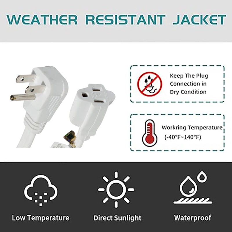 Flat Plug Extension Cord, UL Certified, Indoor Extension Cord 10FT White 16/3 gallery