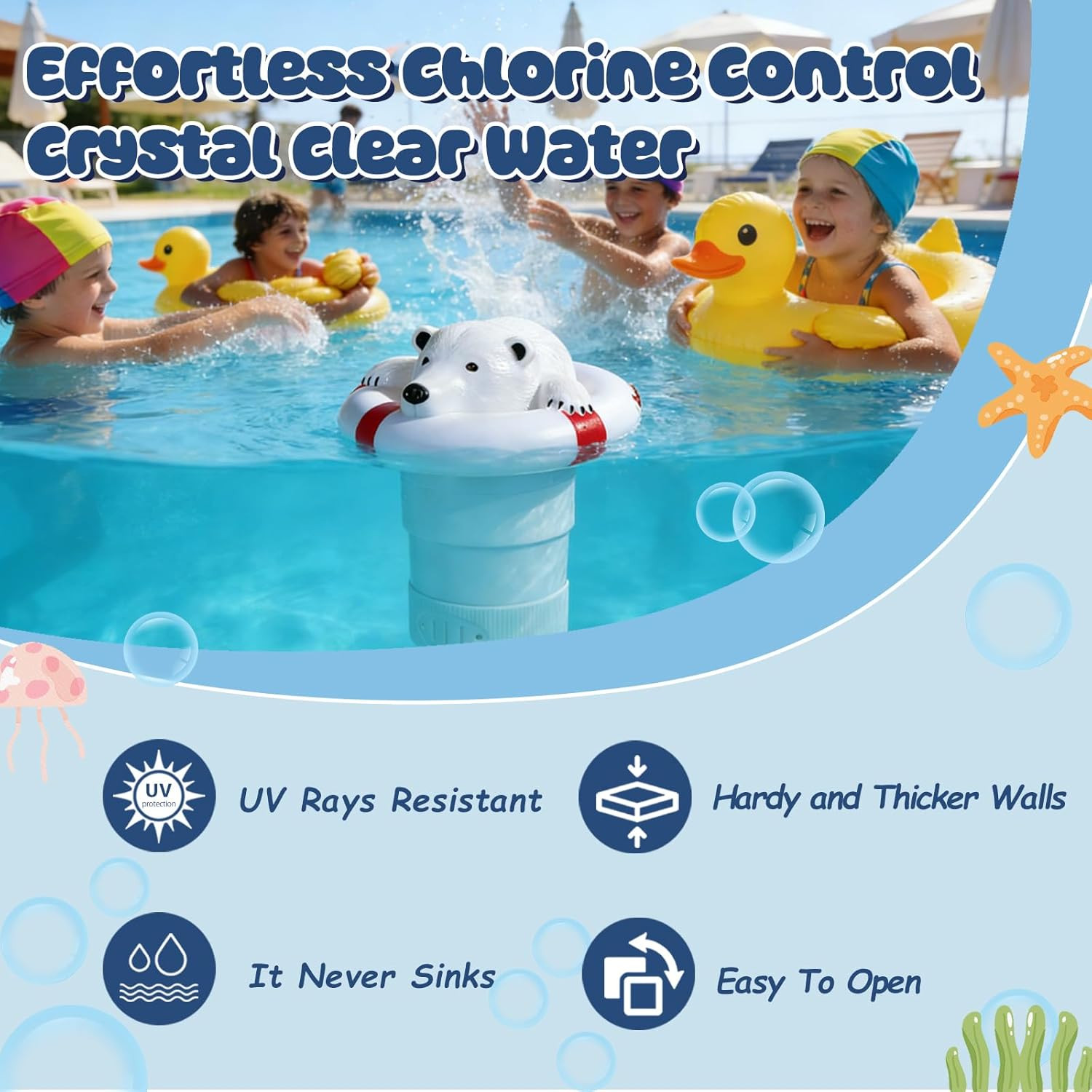 Pool Chlorine Floater,7.5" Diameter Floatation Device Can Accommodate 3" Tablet gallery
