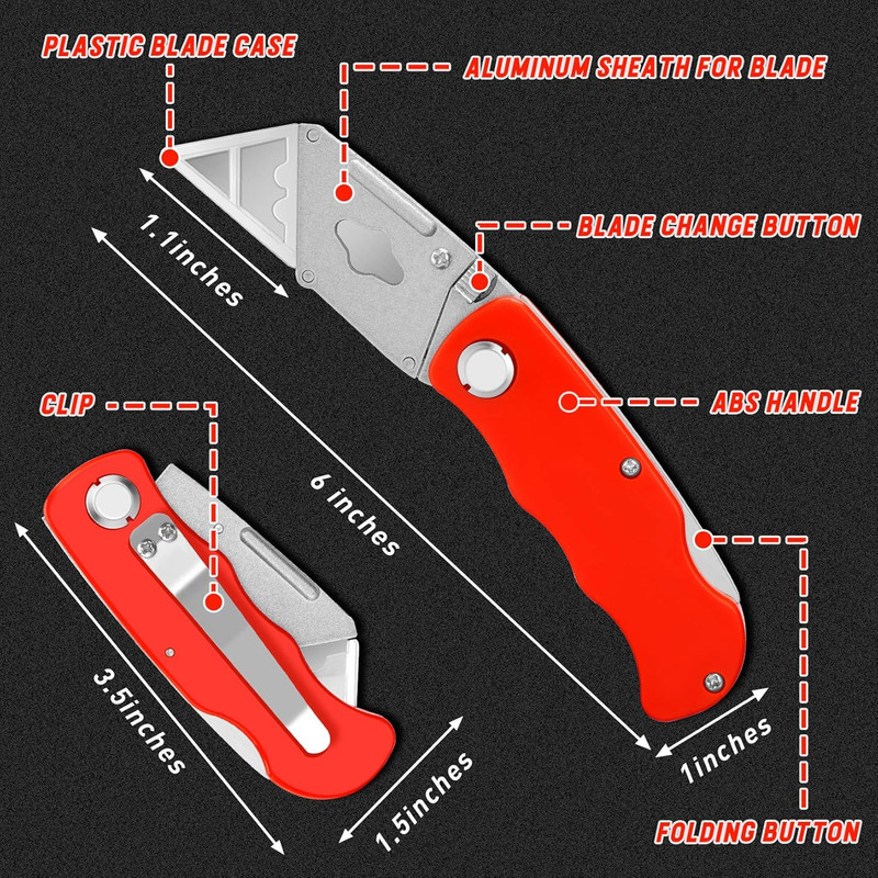 4 Pack Folding Utility Knife with Extra 10Pcs Blades, Box Cutters for Home, Offi gallery